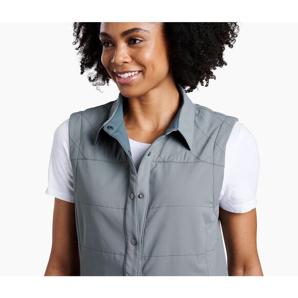 KUHL Women’s Aurora Vest size M Snap Front Seafoam Blue Green Gray - Picture 2 of 15